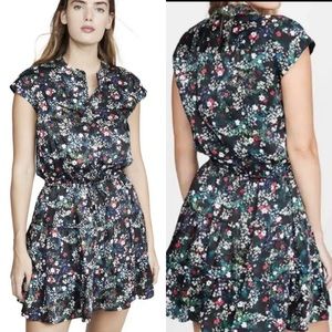 Rebecca Minkoff Ollie Dress Tiered Floral Dress in Green & Black